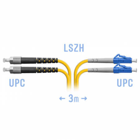 Патчкорд оптический LC-FC/UPC SM Duplex 3метра
