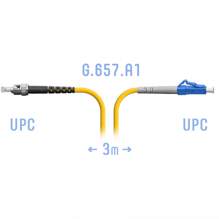 Патчкорд оптический LC/UPC-ST/UPC SM G.657.A1 3 метра