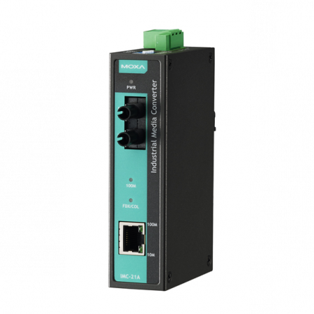 IMC-21A-M-ST Медиаконвертер Ethernet 10/100BaseTX в 100BaseFX (многомодовое оптоволокно) в металлическом корпусе MOXA