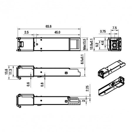 Модуль SFP 2.5G WDM, дальность до 20км (13dB), 1310нм