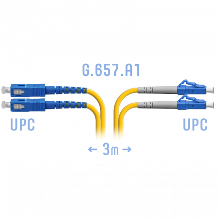 Патчкорд оптический LC/UPC-SC/UPC SM G.657.A1 Duplex 3 метра
