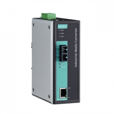 Медиаконвертер Ethernet 10/100BaseTX в 100BaseFX (одномодовое оптоволокно) в металлическом корпусе MOXA