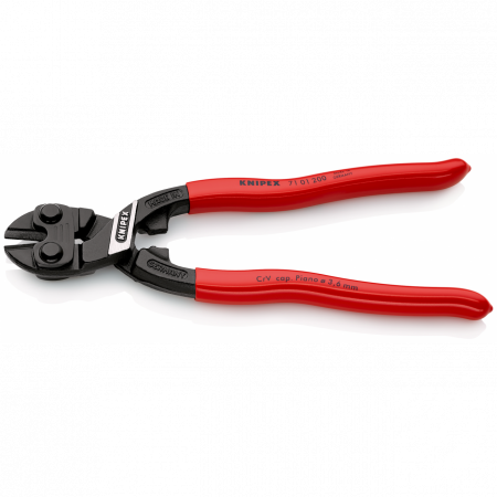 KNIPEX CoBolt® болторез, L-200 мм, рез: провол. мягк. d 6 мм, ср. d 5.2 мм, тв. d 4 мм, роял. струна d 3.6 мм, чёрн., 1-к ручки KN-7101200