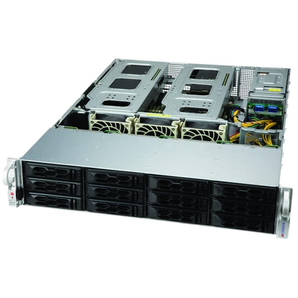 Платформа Supermicro 2U SYS-6129P-ACR12N4G, Два процессора Intel Xeon Scalable, DDR4, 12x3.5 SATA HDD, 2x 25Gb SFP28, до двух графических ускорителей