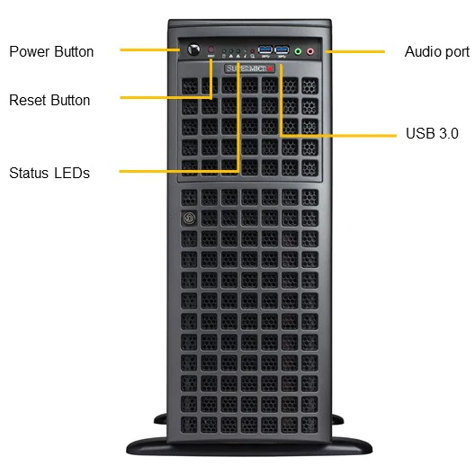 Платформа Supermicro 4U SYS-7049GP-TRT, до двух процессоров Intel Scalable, DDR4, 8x3,5 HDD SATA, 2x10Gbase-T, до четырех графических ускорителей