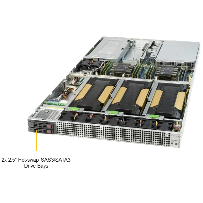 Платформа Supermicro 1U SYS-1029GQ-TRT, до двух процессоров Intel Scalable, DDR4, 4x2,5 HDD SATA, 2x10Gbase-T, до четырех графических ускорителей