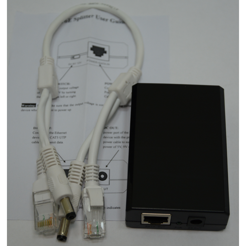 1-портовый сплиттер PS-154-1 PoE 802.3af 10/100/1000Mbps, 5В/2А, 9В/1.5А, 12В/1А