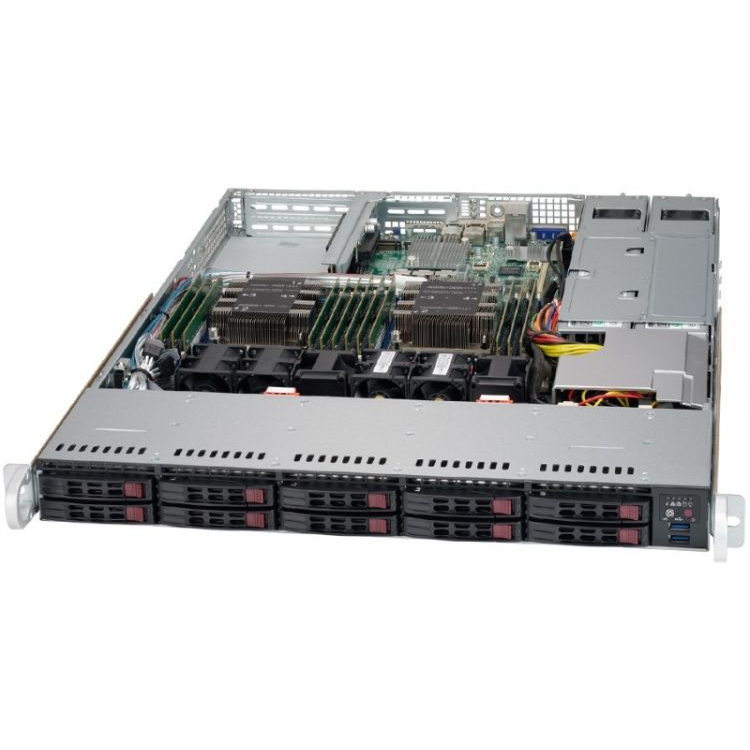 Платформа Supermicro 1U SYS-1029P-WTRT, Два процессора Intel  Xeon Scalable, DDR4, 10x2,5 HDD SATA, 2x10GBase-T
