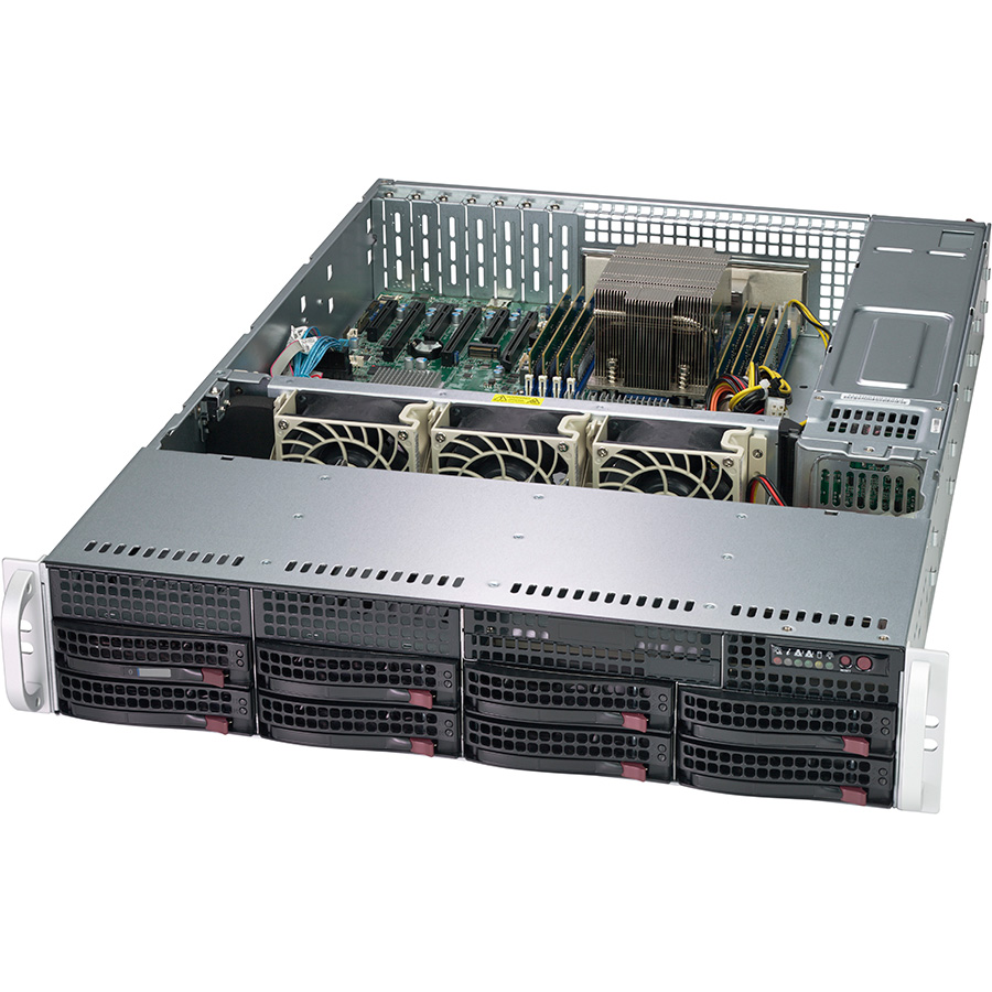 Платформа Supermicro 2U AS-2013S-C0R, До одного процессора AMD Epyc 7002, DDR4,  8x3.5 SAS/SATA HDD, 2x1GBase-T