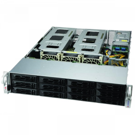 Платформа Supermicro 2U SYS-6129P-ACR12N4G, Два процессора Intel Xeon Scalable, DDR4, 12x3.5 SATA HDD, 2x 25Gb SFP28, до двух графических ускорителей