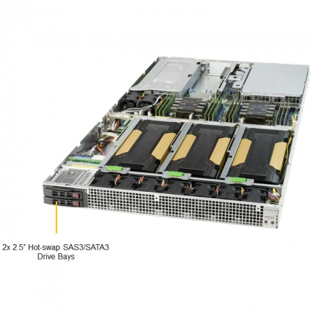 Платформа Supermicro 1U SYS-1029GQ-TRT, до двух процессоров Intel Scalable, DDR4, 4x2,5 HDD SATA, 2x10Gbase-T, до четырех графических ускорителей