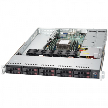 Платформа Supermicro 1U SYS-1019P-WTR, до одного процессора Intel  Xeon Scalable, DDR4, 10x2,5 HDD SATA, 2x10GBase-T