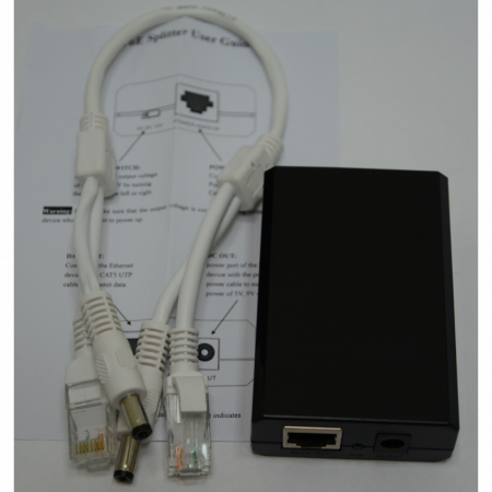 1-портовый сплиттер PS-154-1 PoE 802.3af 10/100/1000Mbps, 5В/2А, 9В/1.5А, 12В/1А