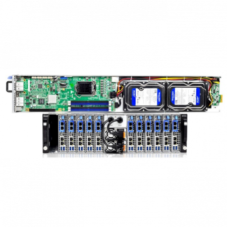 Серверная платформа Gooxi 3U SY312-S24R-G3 12xNode, no CPU(LGA1151)/4*DDR4 ECC UDIMM/ C242 / no HDD(2)LFF/ 4xGE
